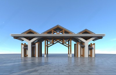 现代景区大门3D模型下载